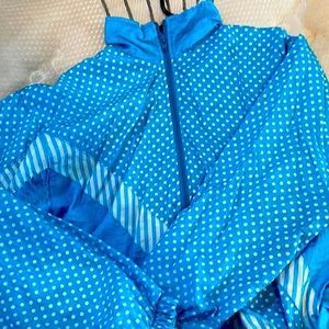 Vintage jacket blue and white polka dots
